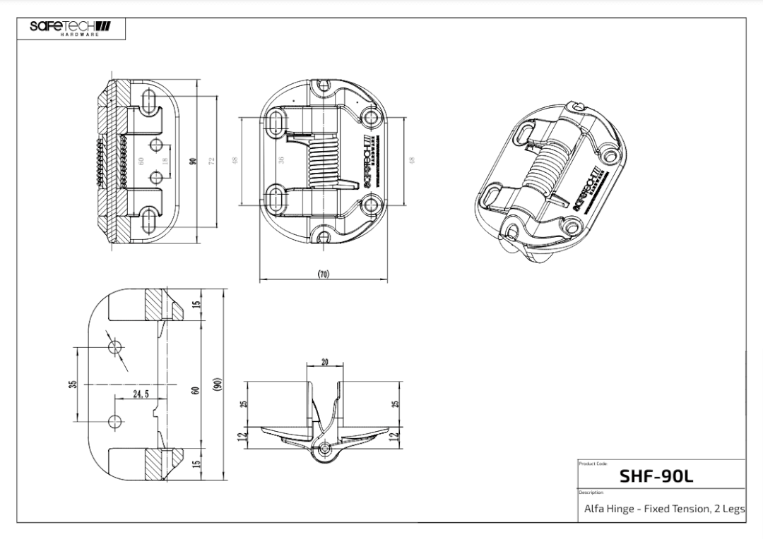 AlfaHinge by Safetech Dimensions AlfaHinge by Safetech Product Dimensions