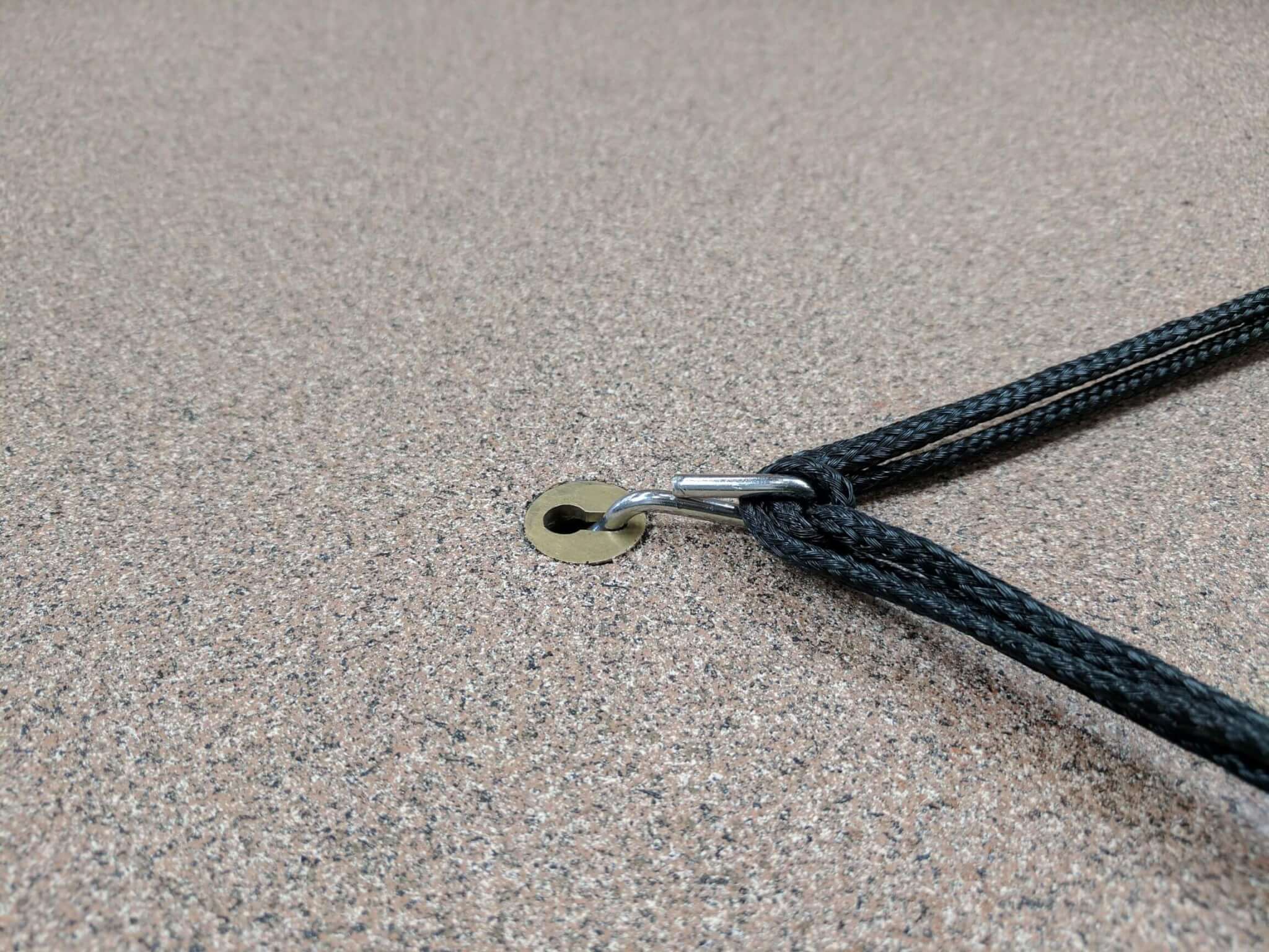 Conehead Anchor Clips for Keyhole Brass Anchors Installed Conehead Anchor Clips for Keyhole Brass Anchors Installed