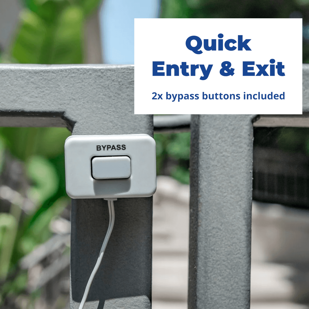 Techko Safe Pool Alarm | S187D S187D Pool alarm comes with an Entry Alarm Bypass Button