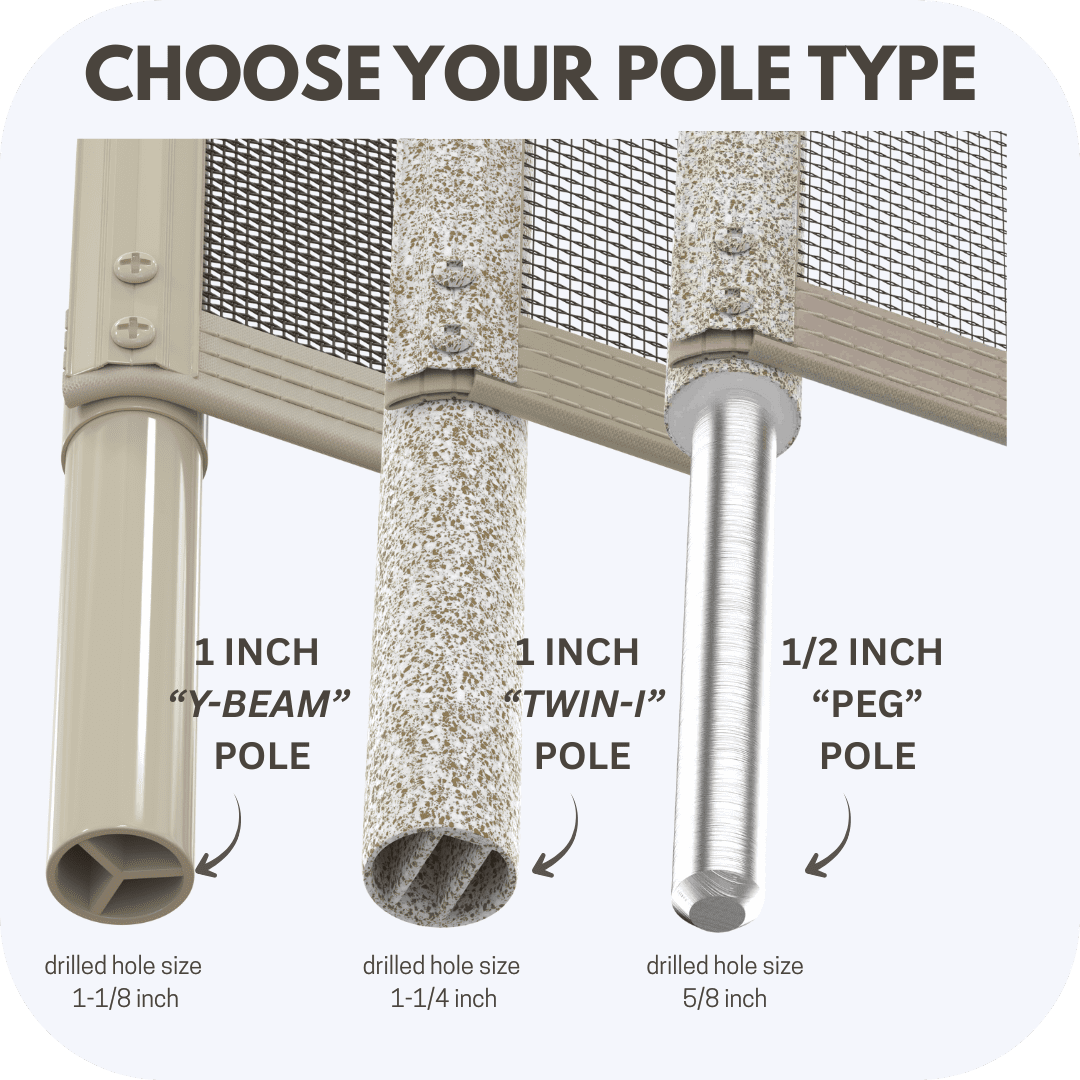 Choose Your Pole Type Choose your pole type. Y-Beam I-Beam and Peg poles