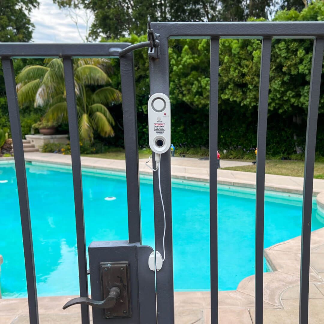 Techko Strobe Safe Pool Alarm Techko Strobe Safe Pool Alarm installed on Pool Gate