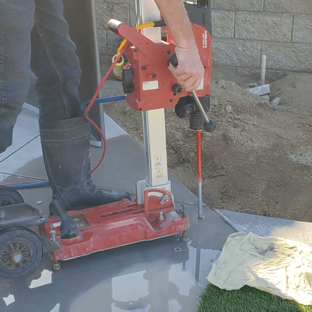 Hilti Core Bit in Use on Wet Drill Hilti Core Bit in Use on Wet Drill