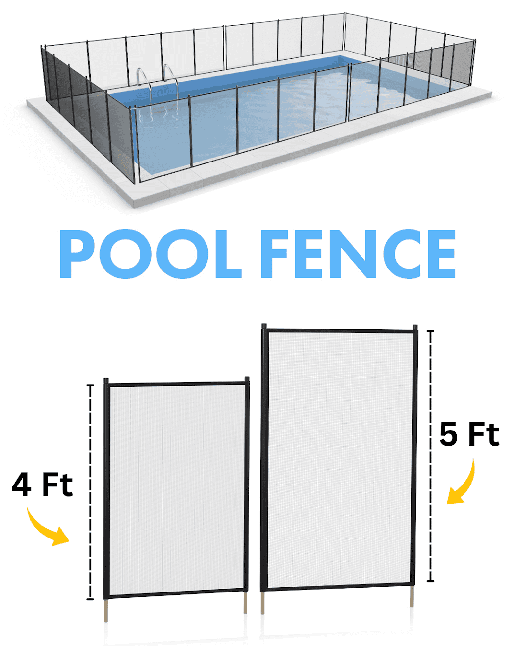 Graphic displaying 4 foot fence next to 5 foot fence Graphic displaying 4 foot fence next to 5 foot fence