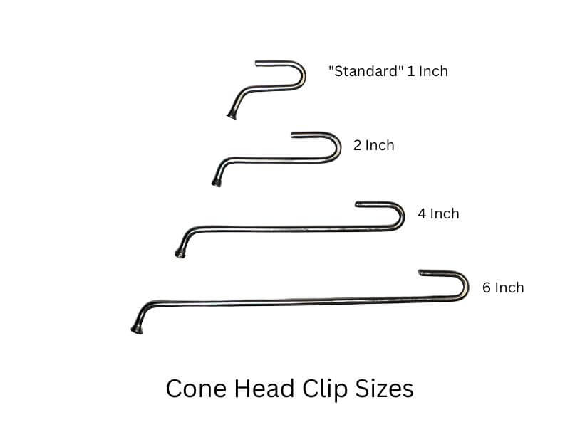 Conehead Clip sizes Conehead Clip sizes for net installation