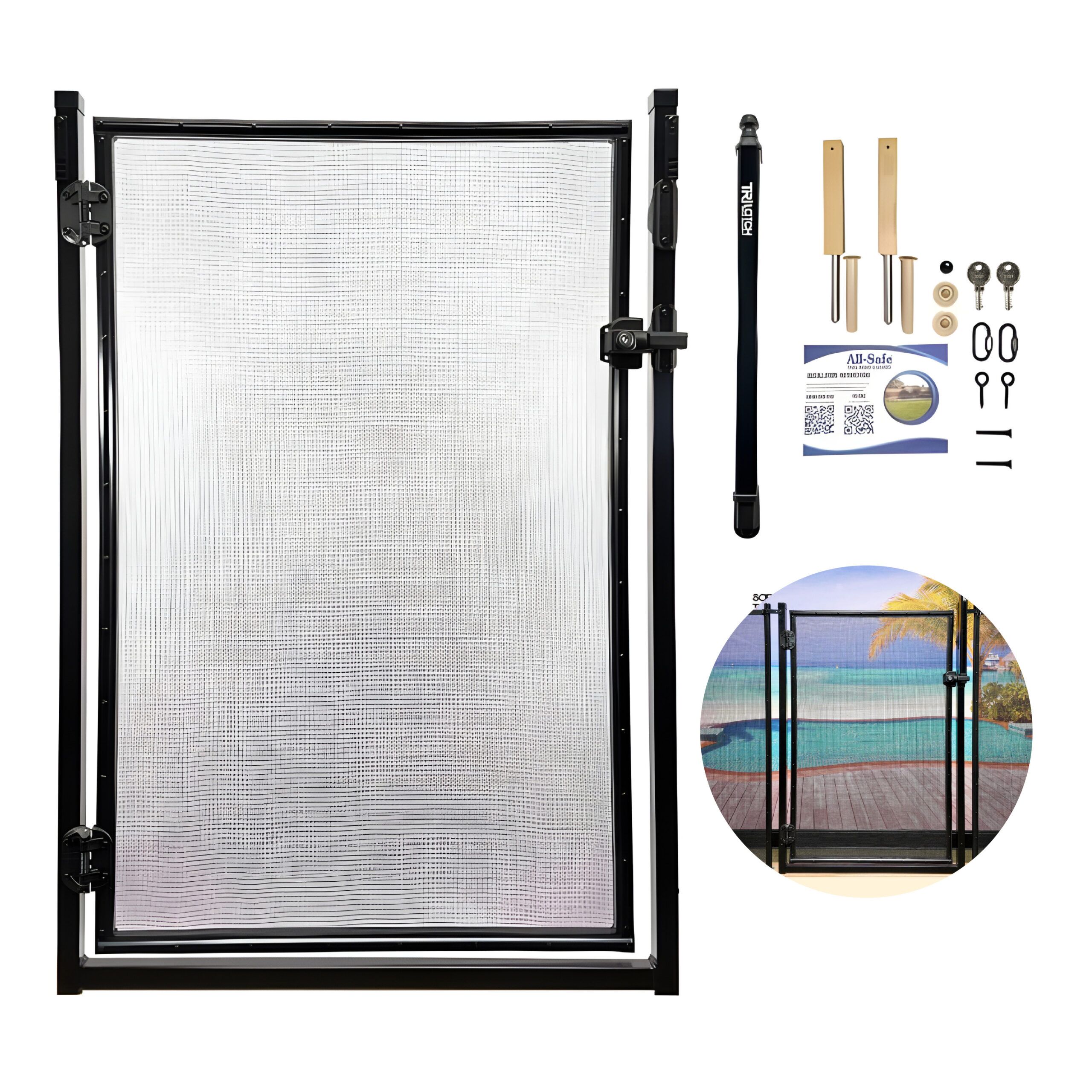 All Safe Pool Fence Door Gate Kit - 4-Foot Black Self-Closing Pool Gate -02 All Safe Pool Fence Door Gate Kit - 4-Foot Black Self-Closing Pool Gate