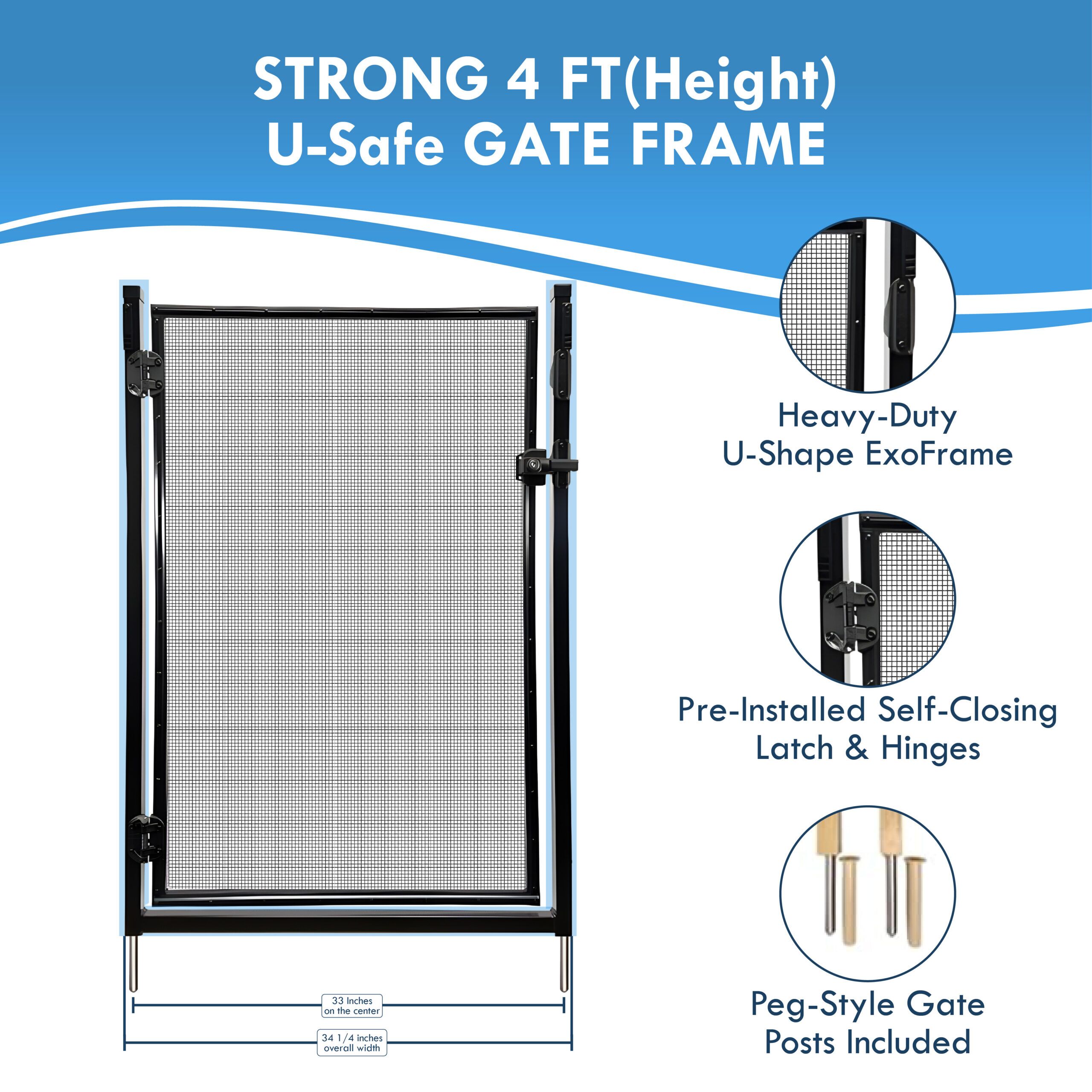 All Safe Pool Fence Door Gate Kit - 4-Foot Black Self-Closing Pool Gate -07 All Safe Pool Fence Door Gate Kit - 4-Foot Black Self-Closing Pool Gate
