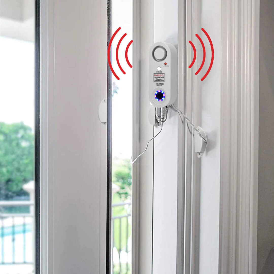 Techko Sliding Door Alarm - Installed Techko Strobe Safe Pool Alarm Installed on Sliding Door